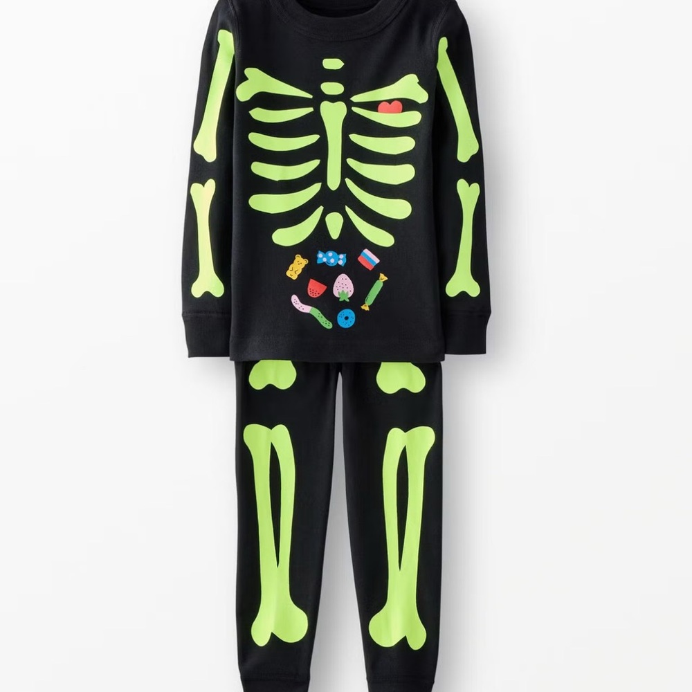 Hanna Andersson Black Glow-in-the-Dark Skeleton Pajama Set